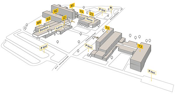 Campus Plan four buildings of Business School