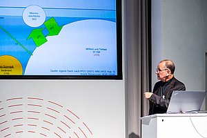 Professor Dr. Mario Schmidt während seiner Präsentation im Studium Generale.